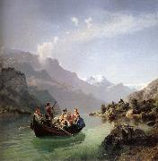 Hans Gude Brudfarden i Hardanger oil painting on canvas
